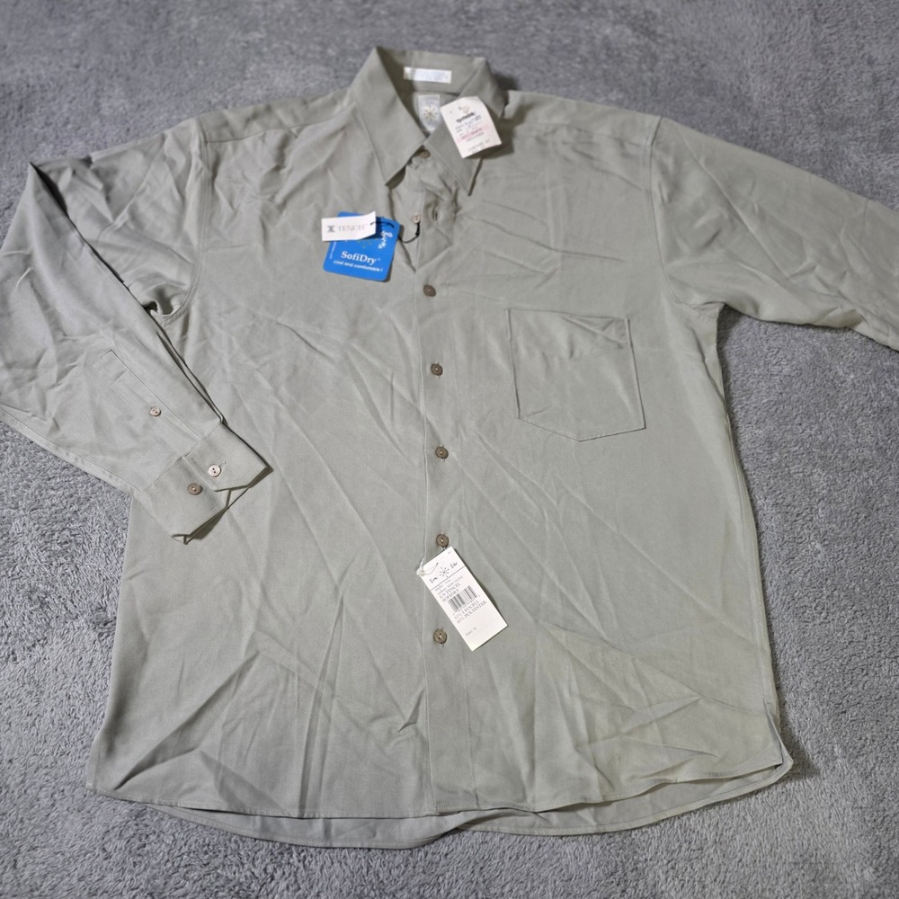 Burma Bibas Mens M Button Down Shirt Olive Green Lyocell Tencel SofiDry 7724